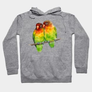 A watercolor of two cute lovebirds cuddling Hoodie